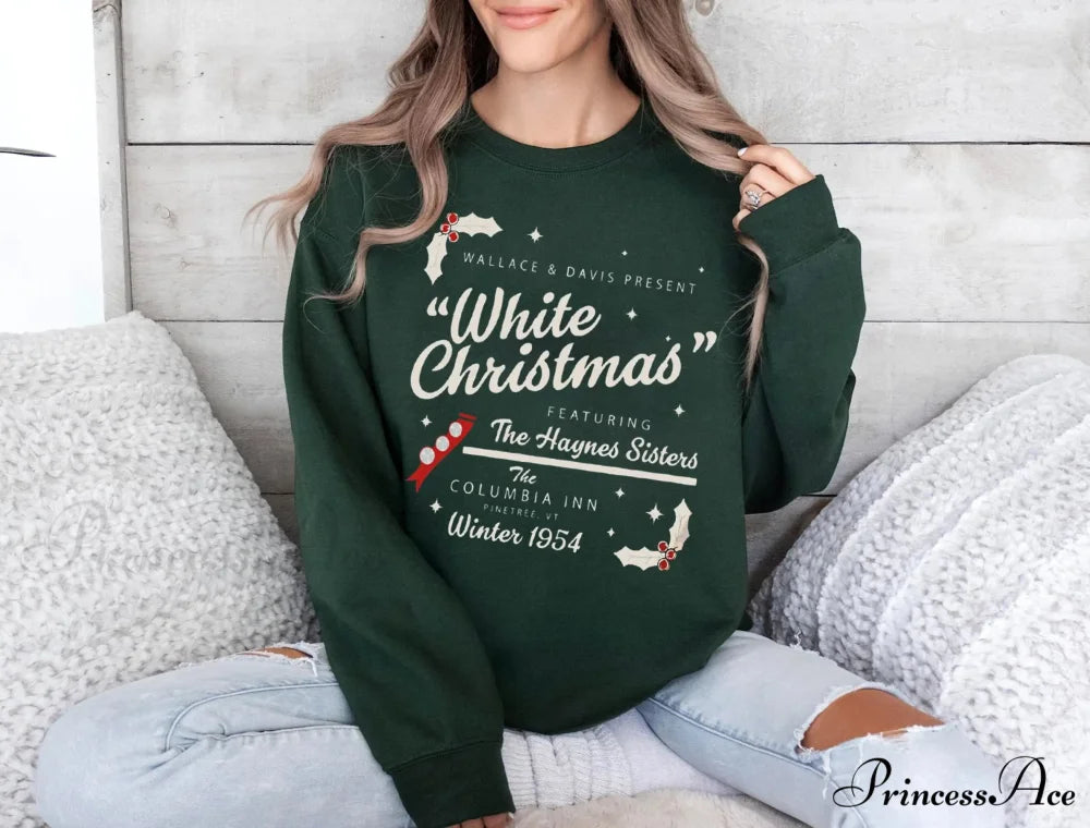 White Christmas Wallace Davis Retro Nostalgic Farm Girl Christmas Hoodie