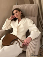 White Collar Baggy Long Sleeve Jacket