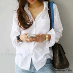White Cotton Long Sleeve Button-up Shirt