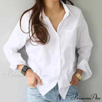 White Cotton Long Sleeve Button-up Shirt