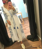 White Decorated Cotton Full-Length Dress