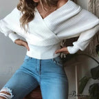 White Deep-neck Striped Jumper