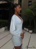 White Deep-neck Woolen Overcoat