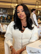 White Deep-neck Woolen Overcoat