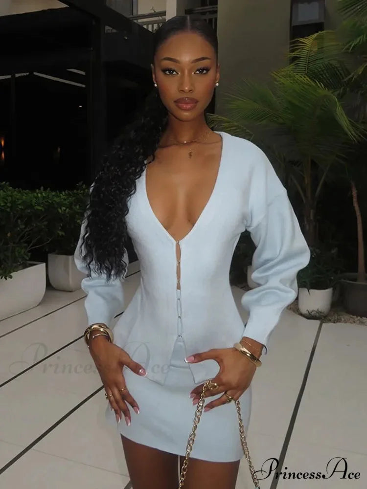 White Deep-neck Woolen Overcoat