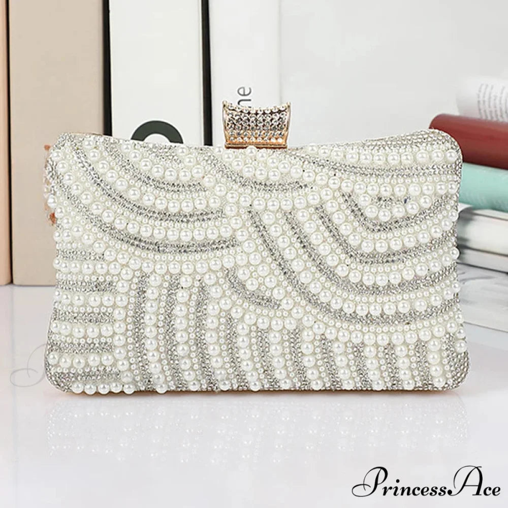 White Diamond Marriage Evening Clutch Wristlet