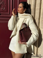 White Dual Pocket Woolen Overcoat
