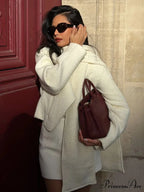 White Dual Pocket Woolen Overcoat