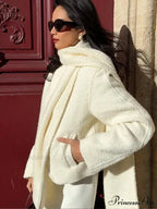 White Dual Pocket Woolen Overcoat