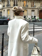 White Dual Pockets V-neck Jacket