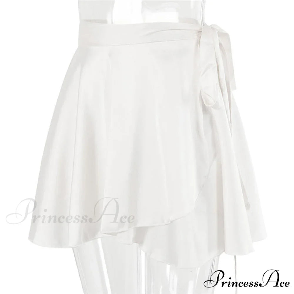 White Elegant Satin Skirts