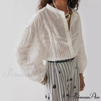 White Floral Embroidery Lace Extended Sleeve Boho Top