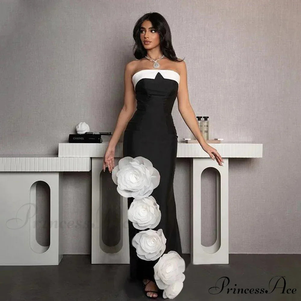 White Flowers Off-The-Shoulder Party Dress