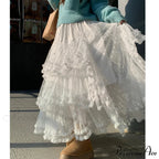 White Flowery Tulle Full-Length Skirt