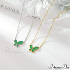 White Green Mini Butterfly Pendant Necklaces