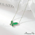 White Green Mini Butterfly Pendant Necklaces
