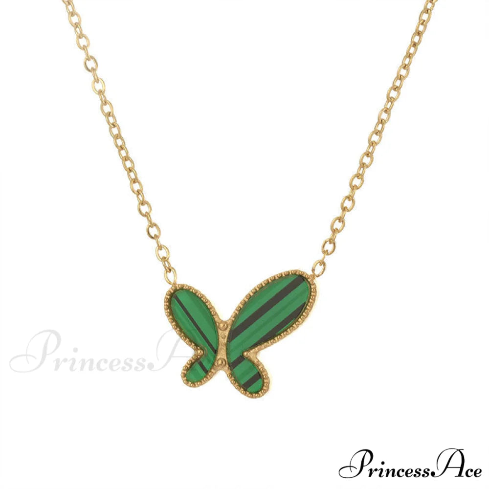 White Green Mini Butterfly Pendant Necklaces