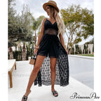 White Hollow Out Lace Strapless Seductive Split Midi Boho Dress