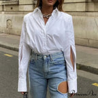 White Informal Ivory Blouse Workplace Woman Blouse
