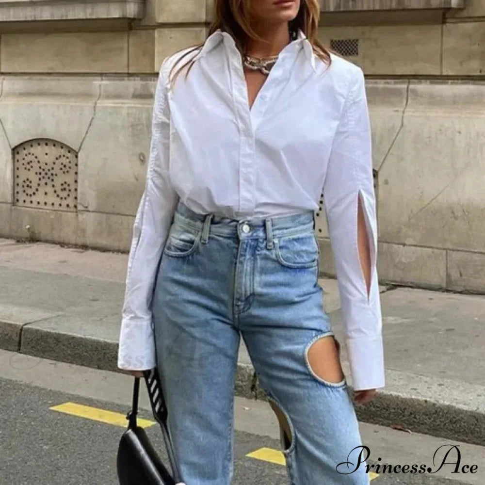 White Informal Ivory Blouse Workplace Woman Blouse