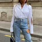 White Informal Ivory Blouse Workplace Woman Blouse