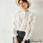 White Layered Frills Cut Out Cotton Boho Top