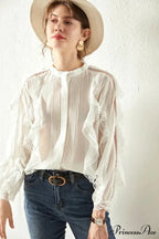 White Layered Frills Cut Out Cotton Boho Top