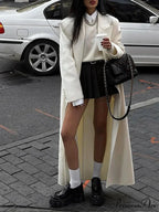 White Lowered Collar Cozy Coat