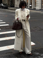 White Lowered Collar Cozy Coat