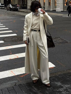 White Lowered Collar Cozy Coat