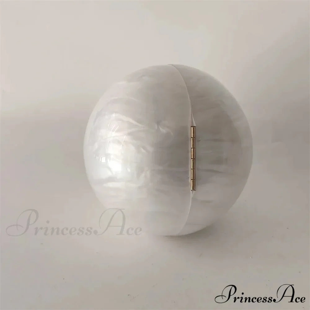 White Oval Egg Acrylic Box Bridal Messenger Clutch Bag