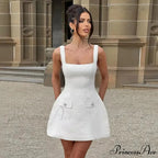 White Pearl Backless Party Dress