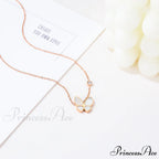 White Shell Butterfly Diamond Necklace