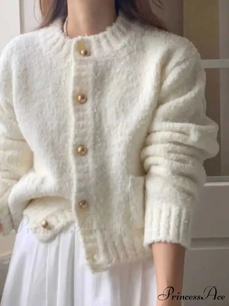 White Single Breasted Cardigan