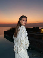 White Sparkling Lace-up Blouse Jacket