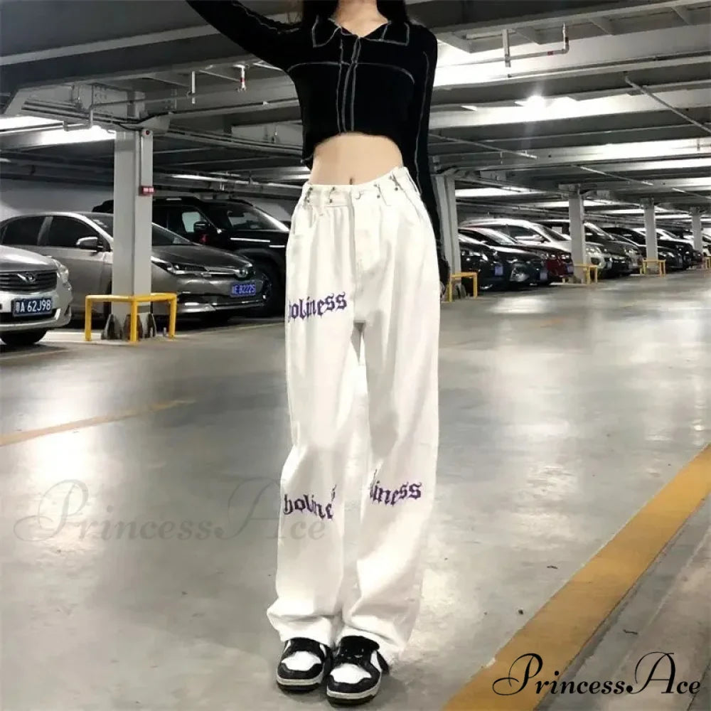White Tall Waist Urban Pants