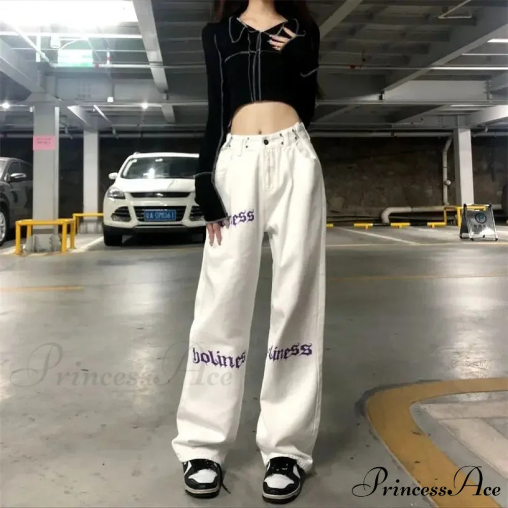 White Tall Waist Urban Pants