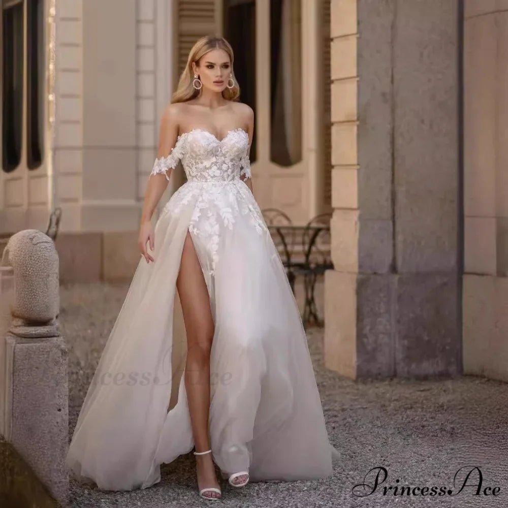 White Transparent Rear Lace Mermaid Wedding Gown
