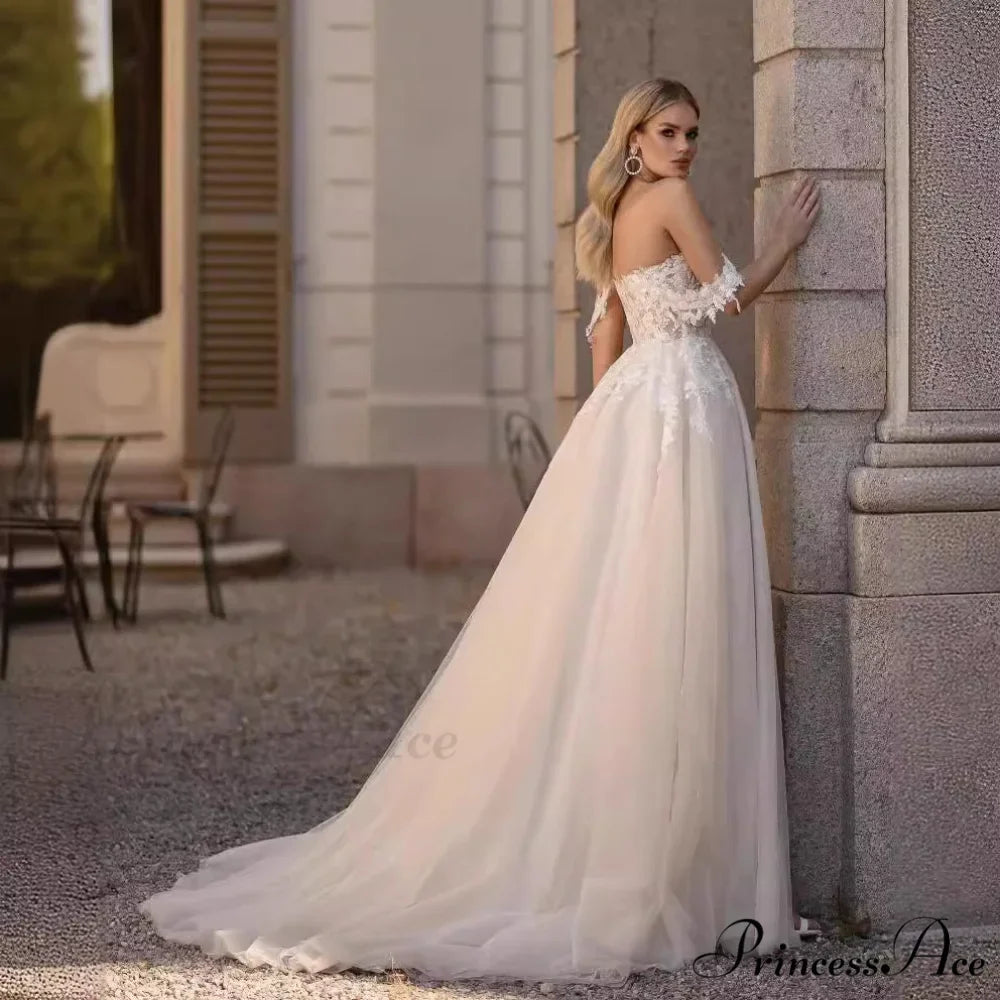 White Transparent Rear Lace Mermaid Wedding Gown