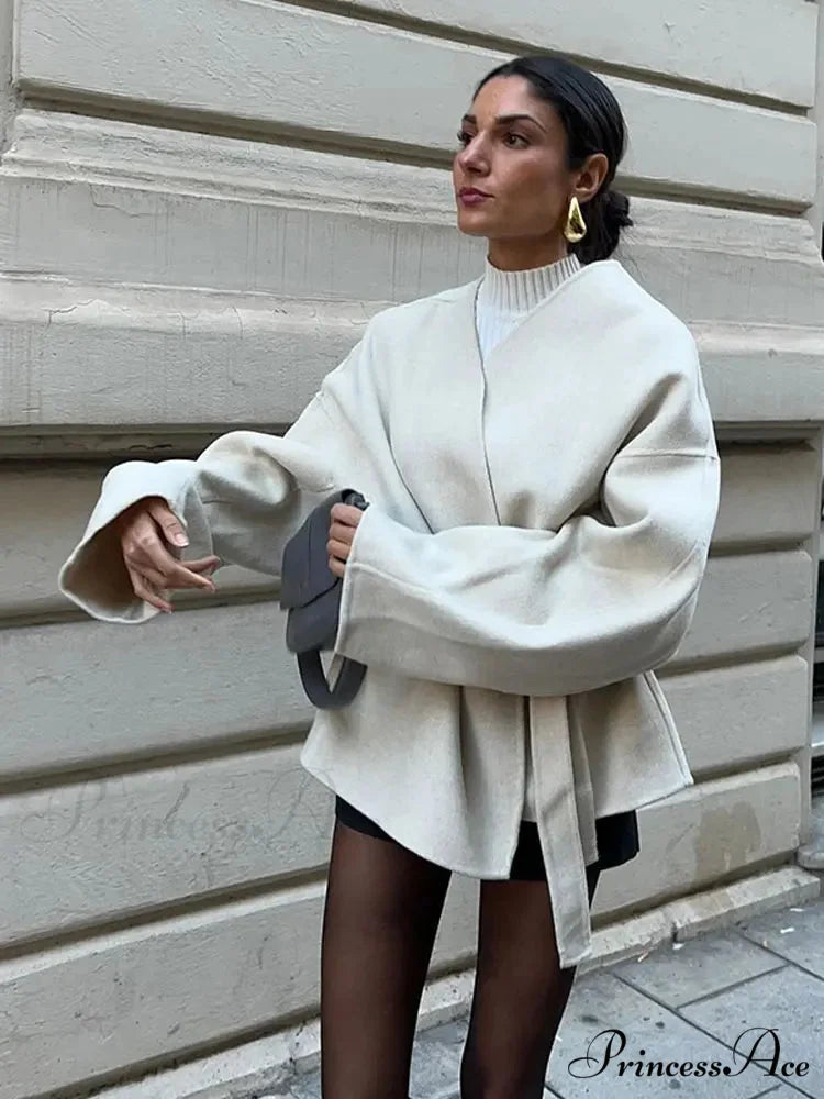 White Woolen Brief Jacket