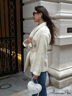 White Woolen Mix Short Coat