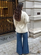 White Woolen Mix Short Coat