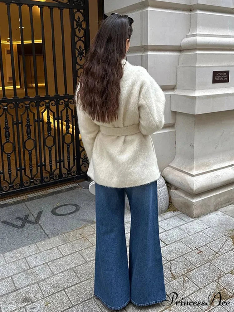 White Woolen Mix Short Coat