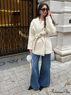 White Woolen Mix Short Coat