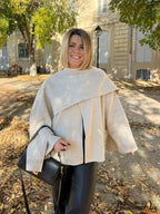 White Woolen Overcoat with Scarf Collar