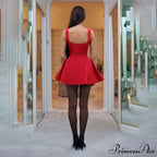 Wine Red Off Shoulder Christmas Party Dress with Pleated Detail