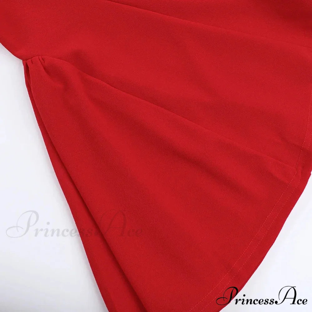 Wine Red Off Shoulder Christmas Party Dress with Pleated Detail