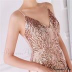 Wings Pattern Sequin Charming Mesh Strappy Gown