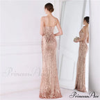 Wings Pattern Sequin Charming Mesh Strappy Gown