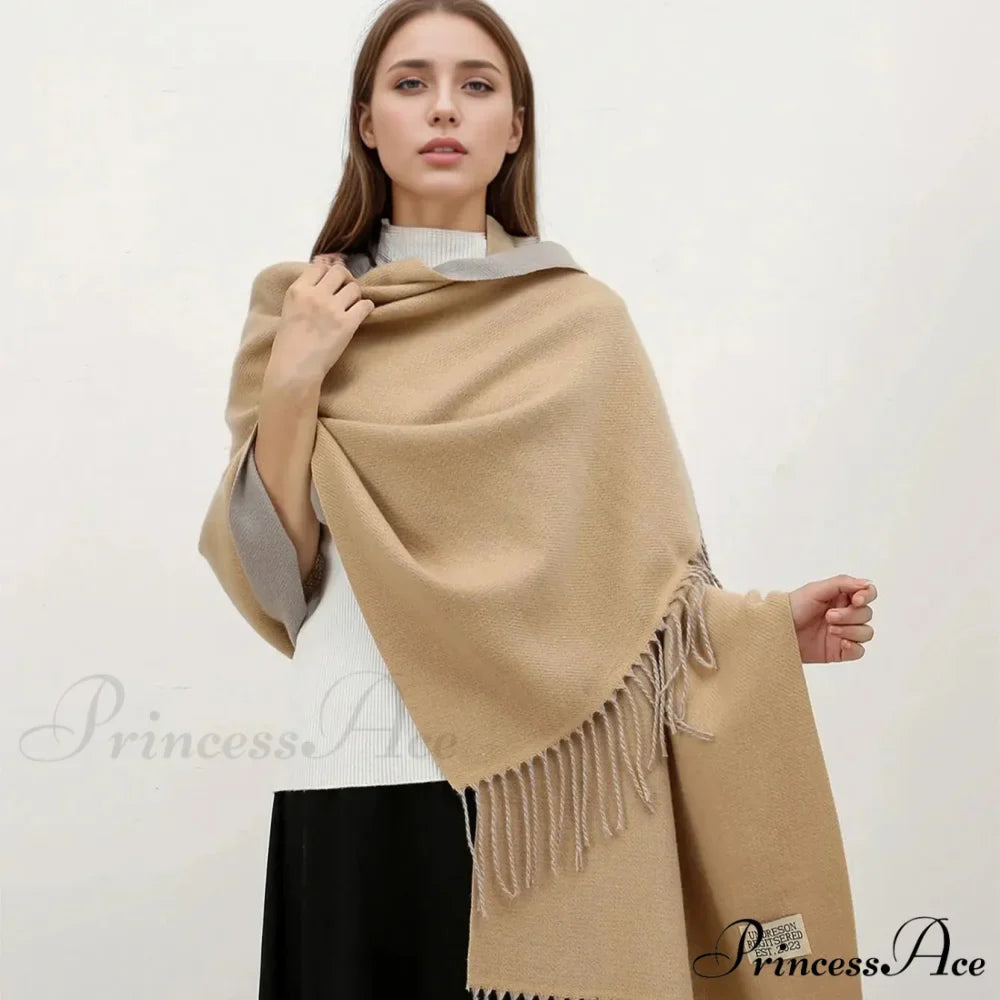 Winter Cashmere Long Warm Hijab Wrap Solid Pashmina Scarf Female